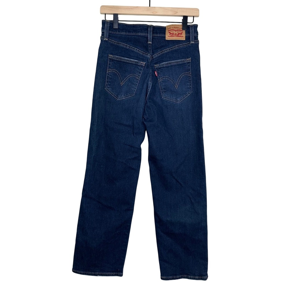 Levis Ribcage Straight Ankle Jeans Dark Distressed High Rise 26x27 72693-0133 - Picture 2 of 16